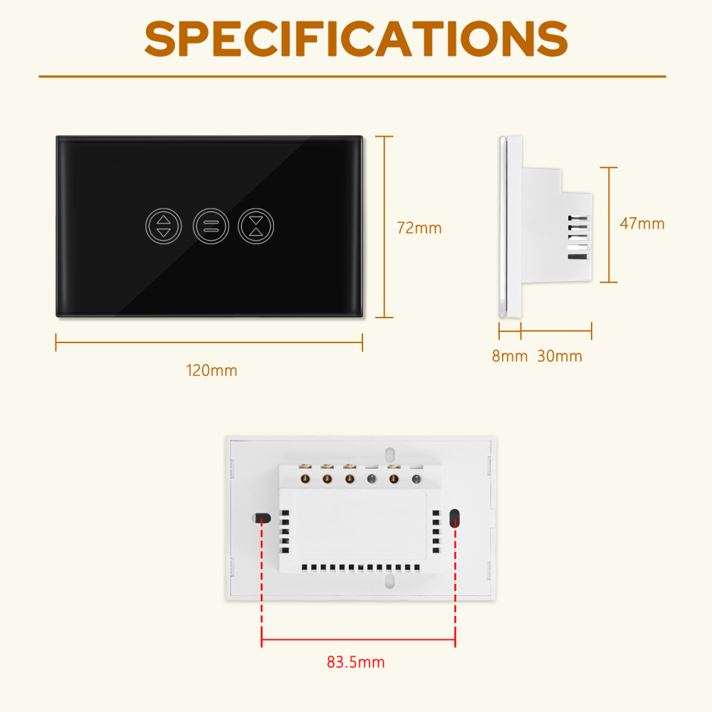 LoraTap WiFi Touch Curtain Switch for Motorized Curtains & Shutters, 600W AC. Supports APP, Alexa/Google Home Voice Control & Remote Timer