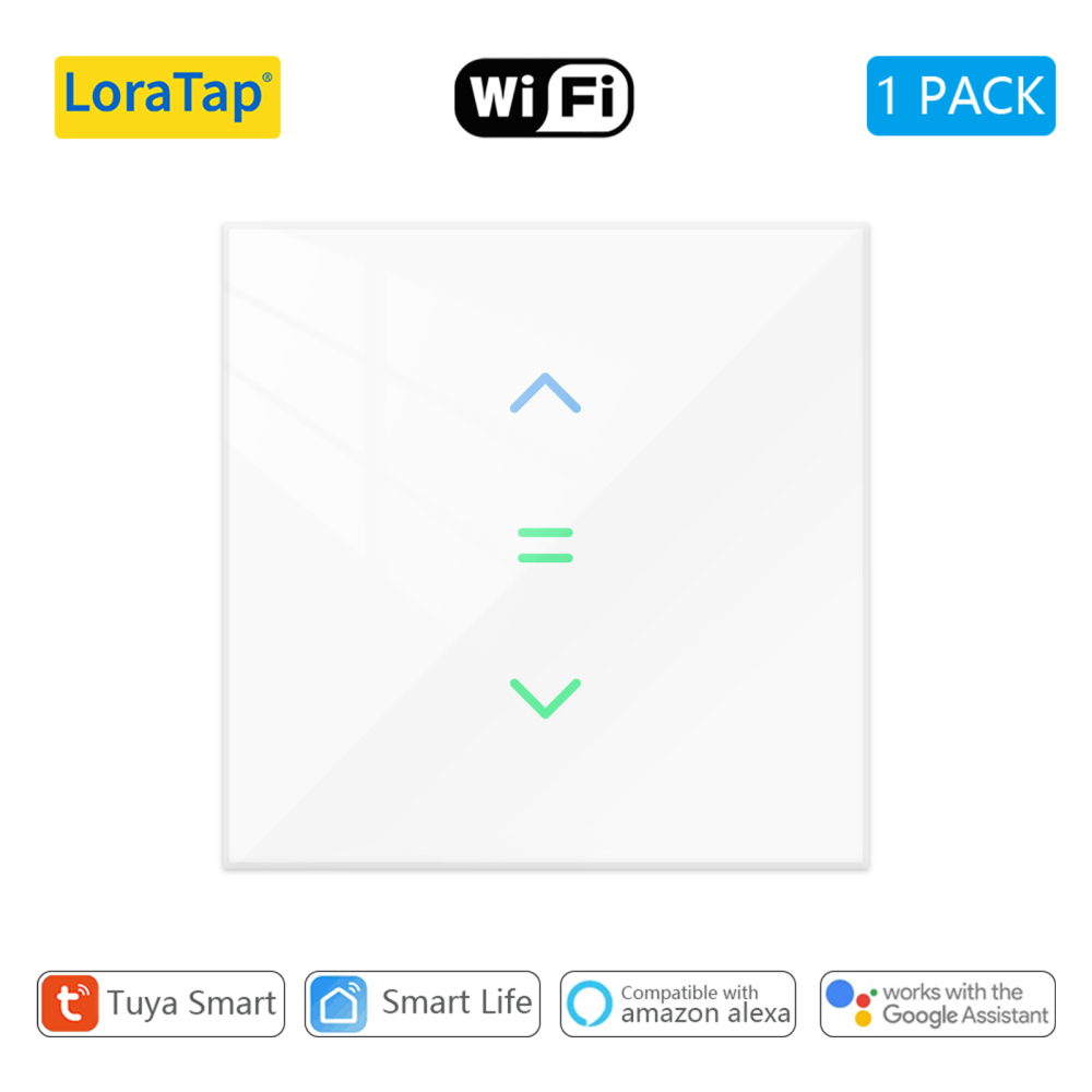 LoraTap Roller Shutter Switch for Automatic Curtain Motor Tuya Smart Life App Percentage Remote Control Voice Google Home Alexa