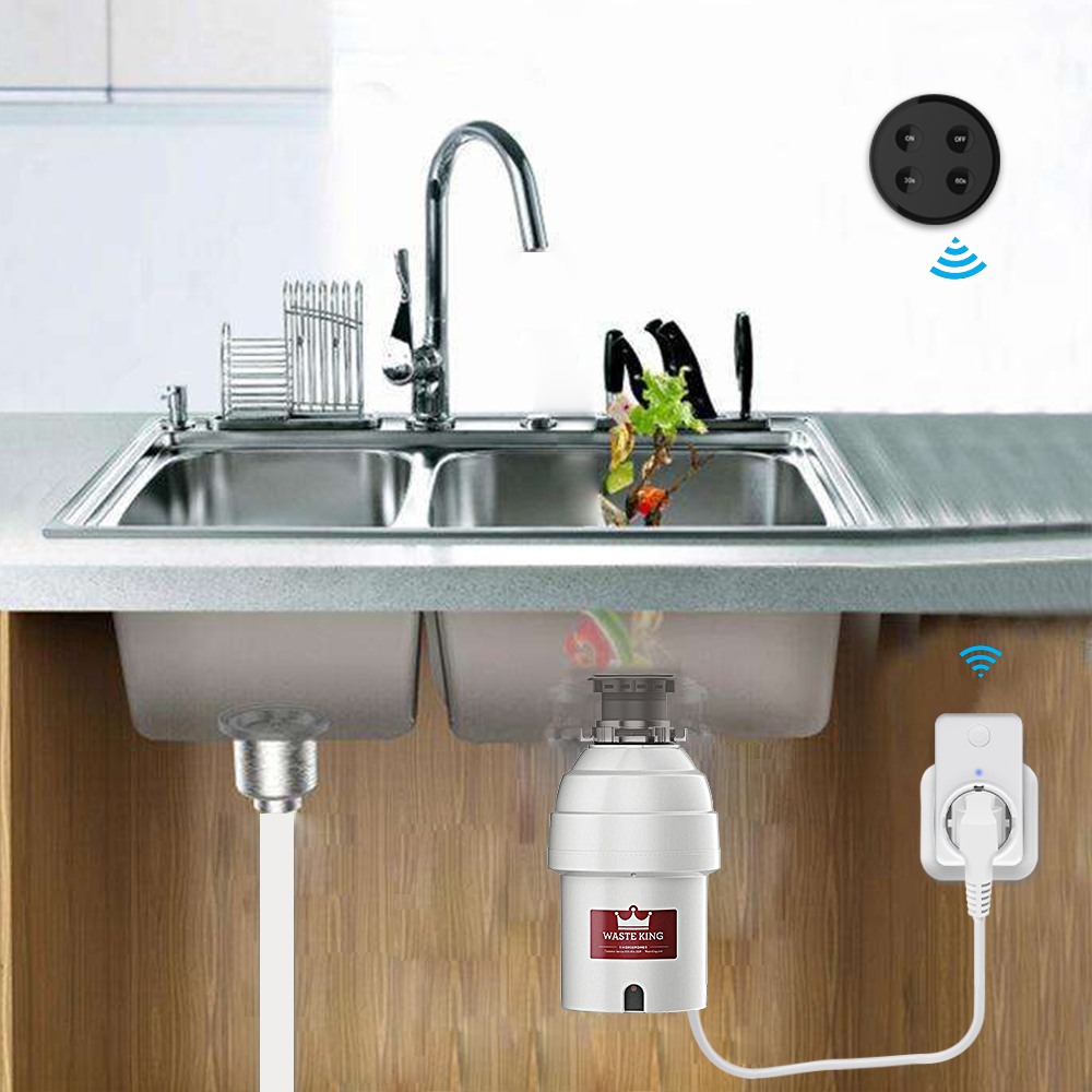 Food Waste Garbage Disposers Timer EU Korea Plug 16A Wireless Switch Remote Control No Drilling No Pipe Replace Air Switch