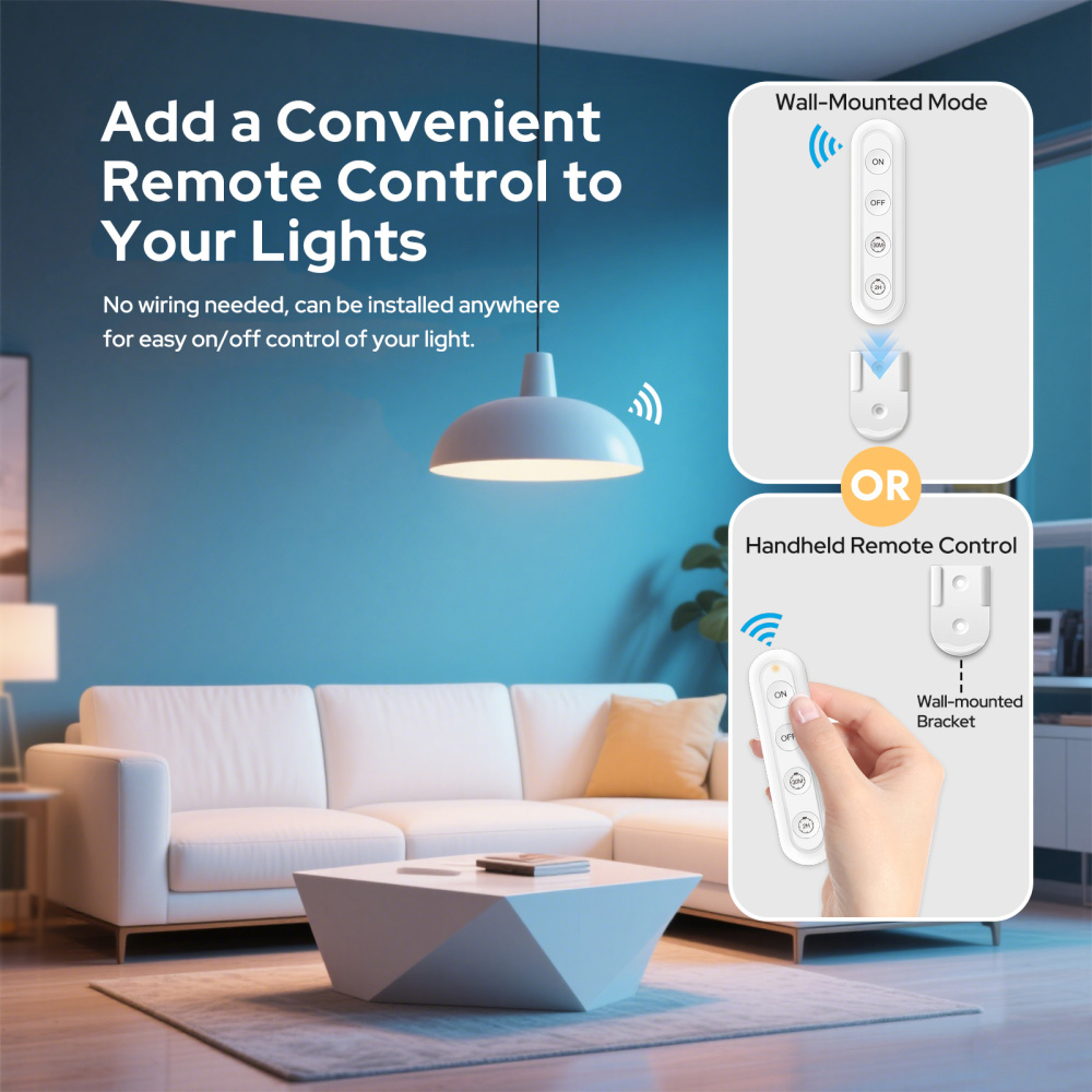 Remote Control Timer Outlet, Dual Countdown 30min/2h Auto Shut Off, 15A/1800W, Elderly & Kid Safe, Ideal for Sleep Lights & Small Appliances