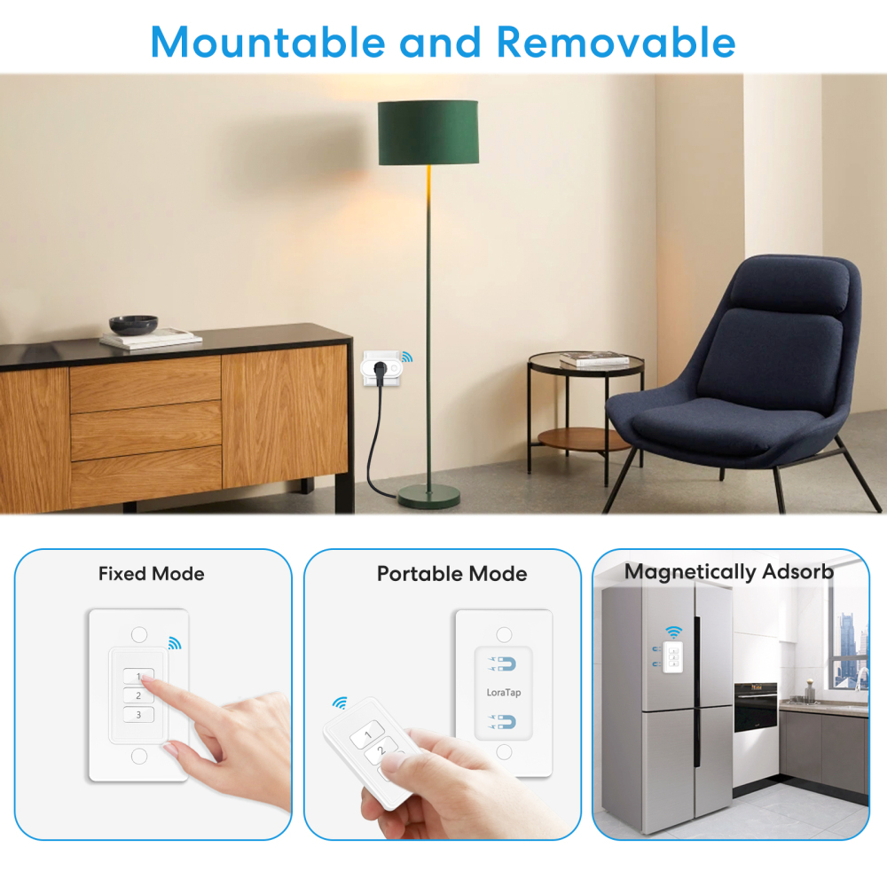 Remote Control Outlet: Wireless Light Switch with Wall Plate, Long Range, Plug in On Off Switch for Lights & Small Appliances, 1 Remote for 3 Outlets