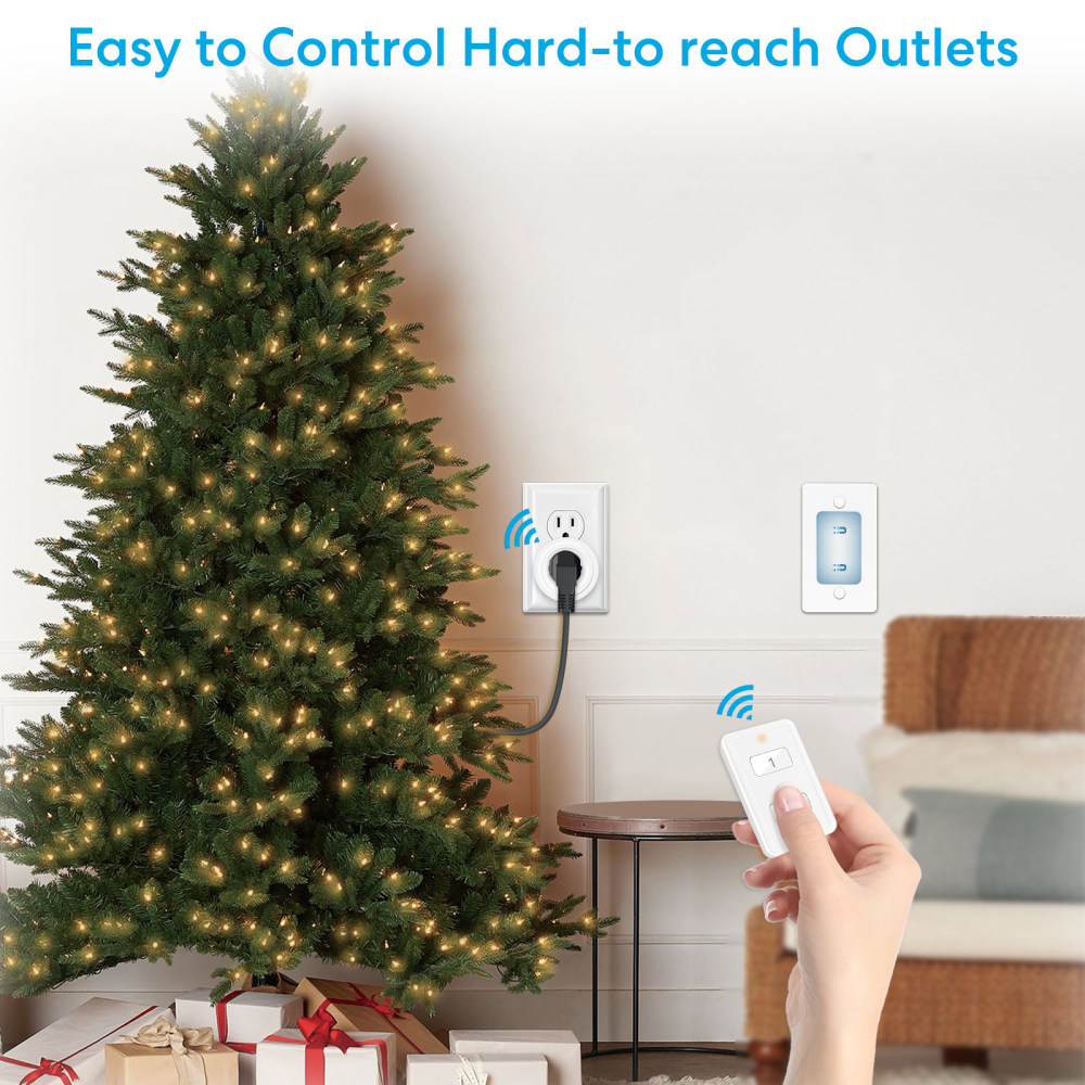 LoraTap Mini Wireless Remote Control Outlet Plug Adapter (2 Pack) with Remote, 2 Channel Wall Switch, 656ft Control Range for Indoor Lamps, 10A/1100W