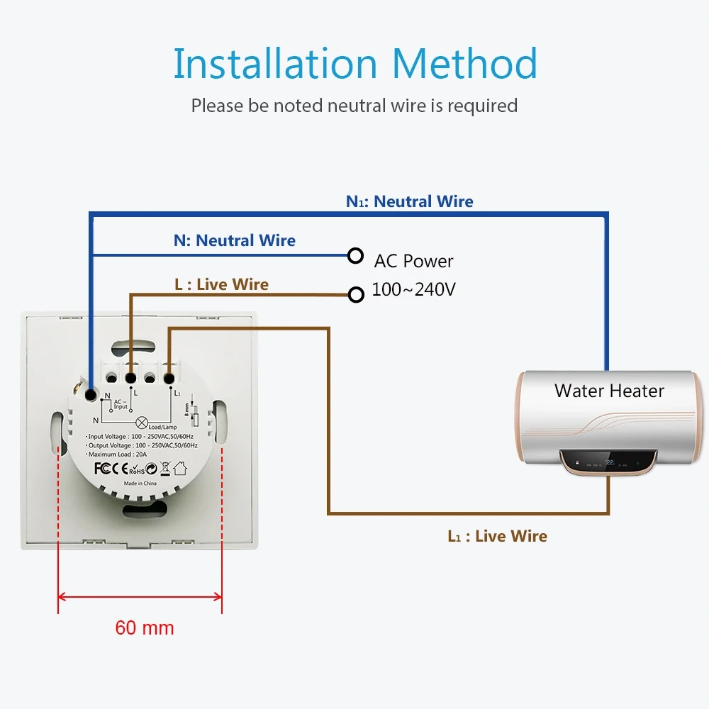 Tuya Smart Life ZigBee EU/US Boiler Water Heater Switch 4400W App Timer Schedule ON OFF Works with Google Home Alexa Echo MQTT