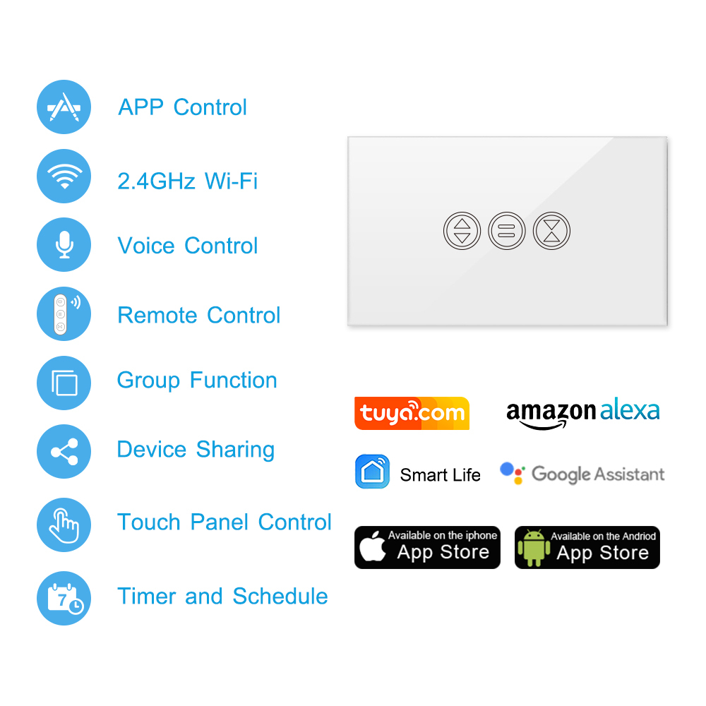 Tuya Smart Life WiFi Roller Shutter Curtain Switch with Remote for Electric Motorized Blind Google Home Aelxa Echo Smart Home