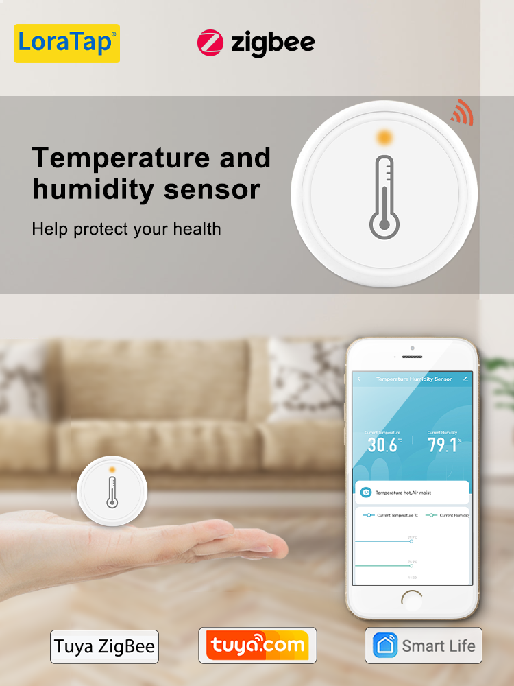 Tuya ZigBee 3.0 Wireless Temperature and Humidity Sensor Works with Smartthings Conbee Deconz Stick Domoticz Hub Required