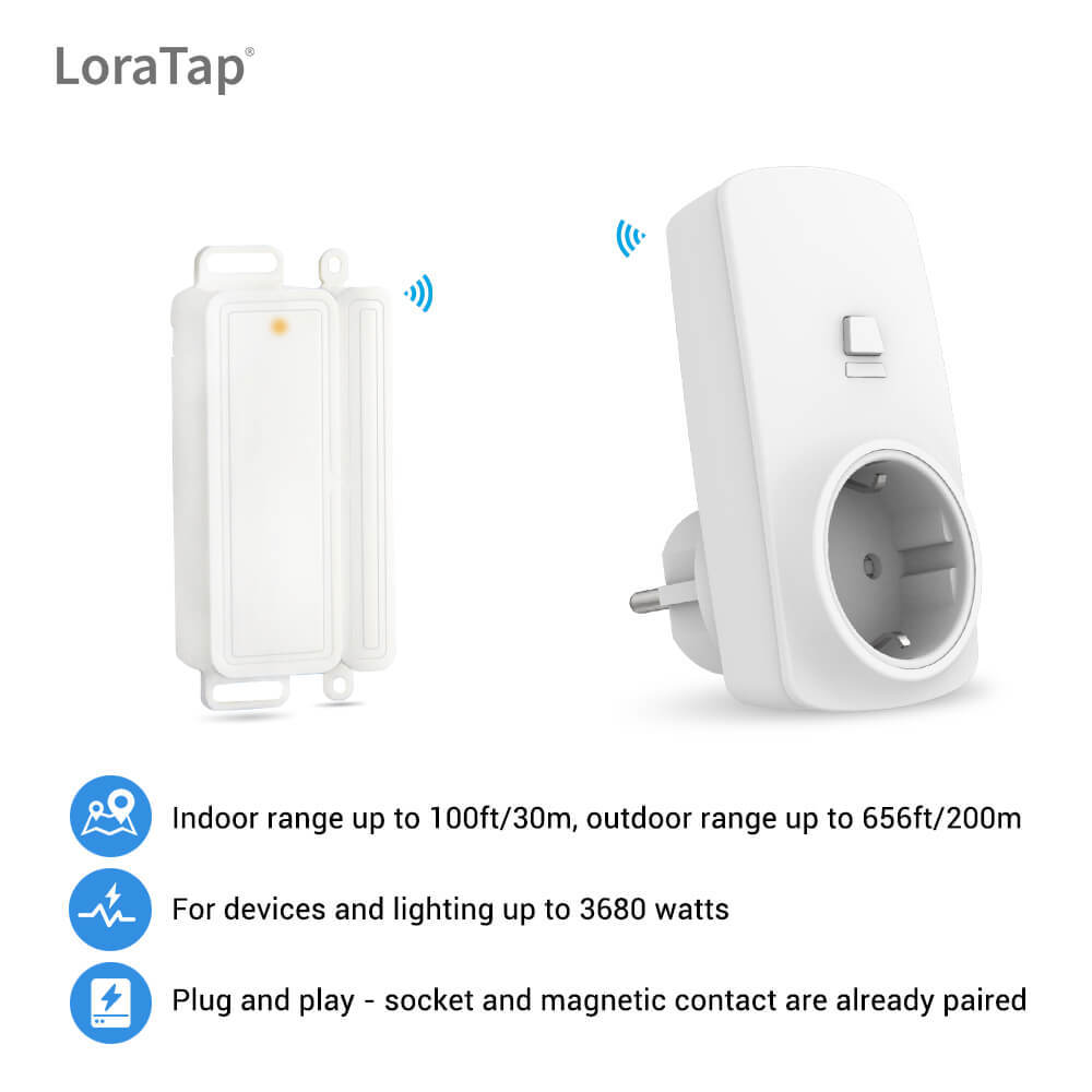 Wireless exhaust air control with magnetic window contact and radio-controlled socket for extractor hood, chimney window switch, wireless control