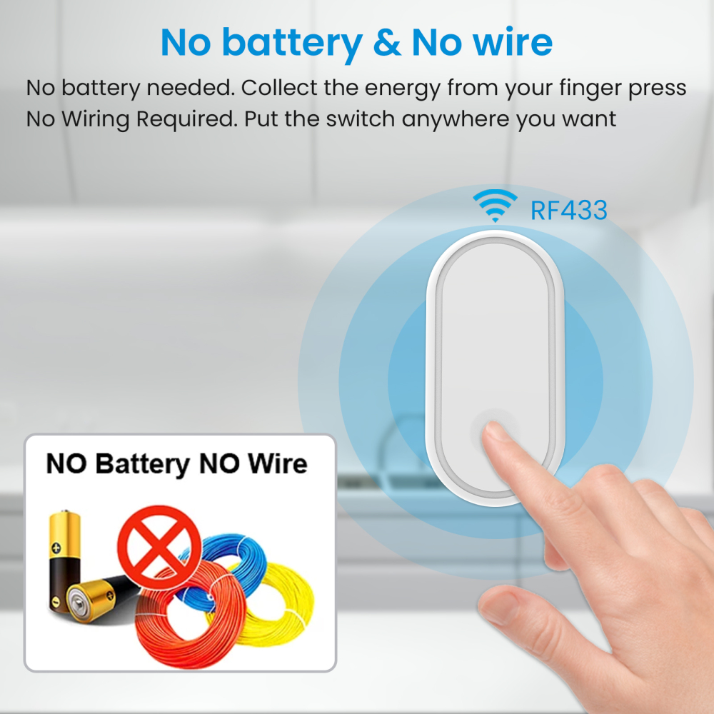 LoraTap Wireless Kitchen Food Garbage Disposer EU Korea Plug Socket Kinetic Switch Set Remote Control No Battery No Wired