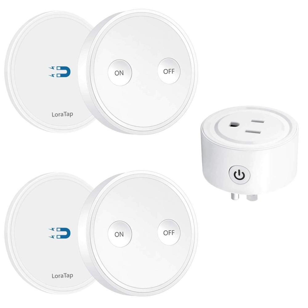 Mini Remote Control Outlet Plug Adapter with Remote, 656ft Range Wireless Light Switch for Household Appliances, No Hub Required, 10A/1100W, White