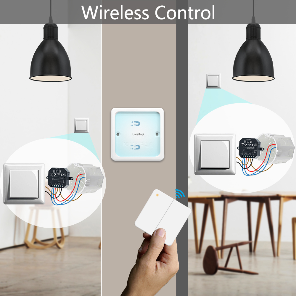 LoraTap 868Mhz Magnetic Smart Light Switch LED Push Button Wireless Remote Control AC100~250V 10A 1 CH Relay Controller for Lamp