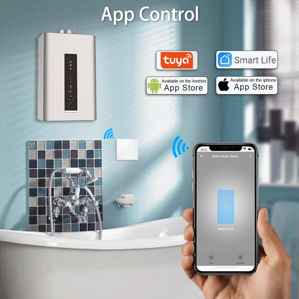 Tuya Smart Life ZigBee EU/US Boiler Water Heater Switch 4400W App Timer Schedule ON OFF Works with Google Home Alexa Echo MQTT