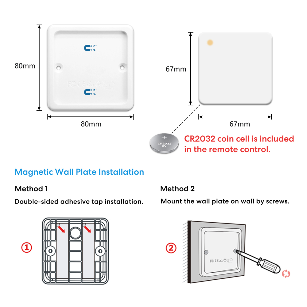 LoraTap 868Mhz Magnetic Smart Light Switch LED Push Button Wireless Remote Control AC100~250V 10A 1 CH Relay Controller for Lamp