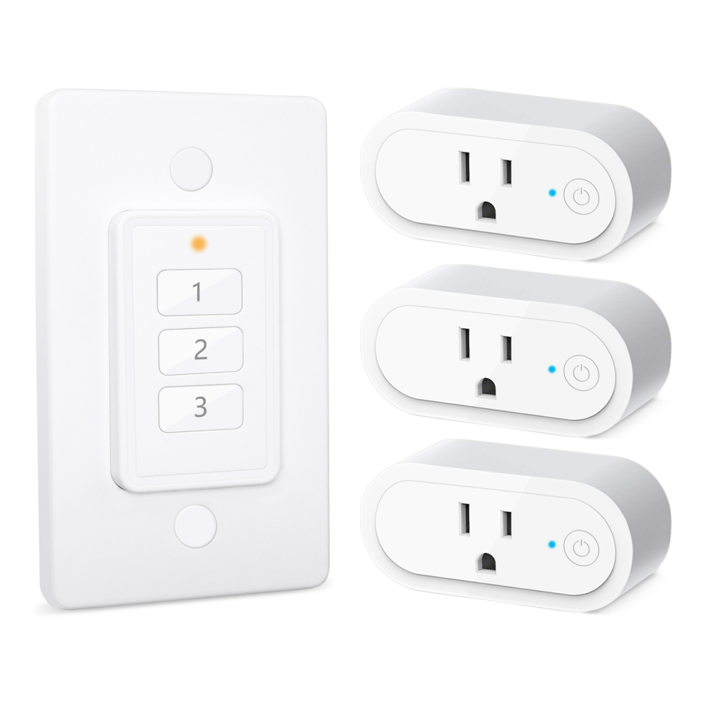 Remote Control Outlet: Wireless Light Switch with Wall Plate, Long Range, Plug in On Off Switch for Lights & Small Appliances, 1 Remote for 3 Outlets