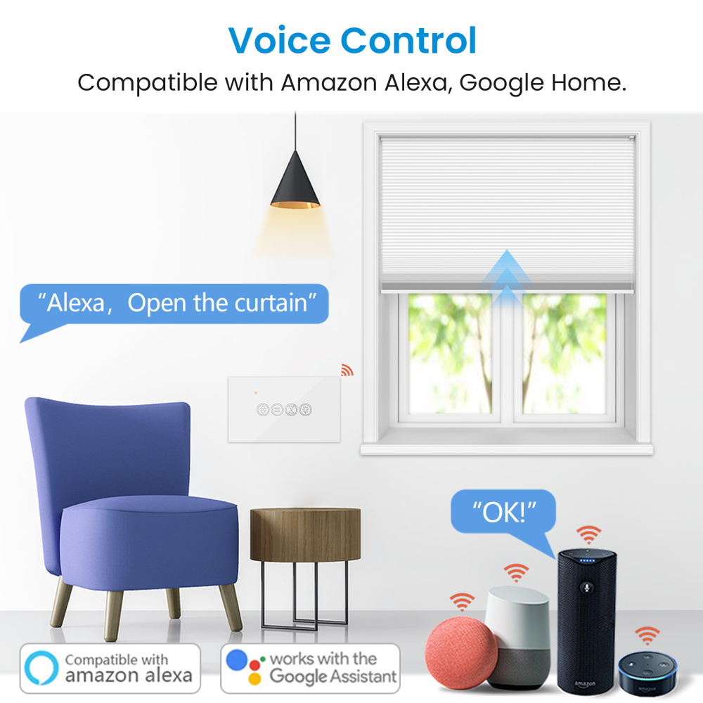 LoraTap ZigBee 3.0 Tuya Smart Life Roller Shutter Curtain Light US Switch for Motorized Blinds Work for Alexa Google Home