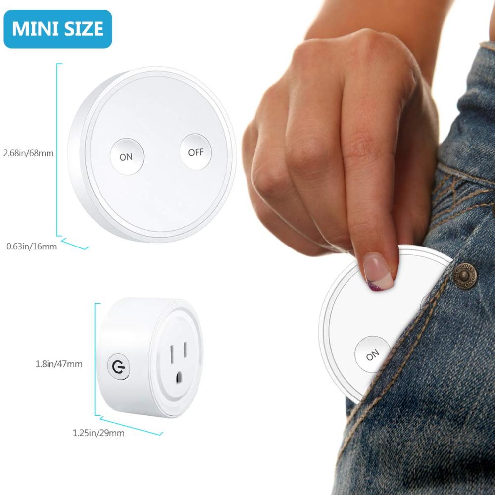 Mini Remote Control Outlet Plug Adapter with Remote, 656ft Range Wireless Light Switch for Household Appliances, No Hub Required, 10A/1100W, White