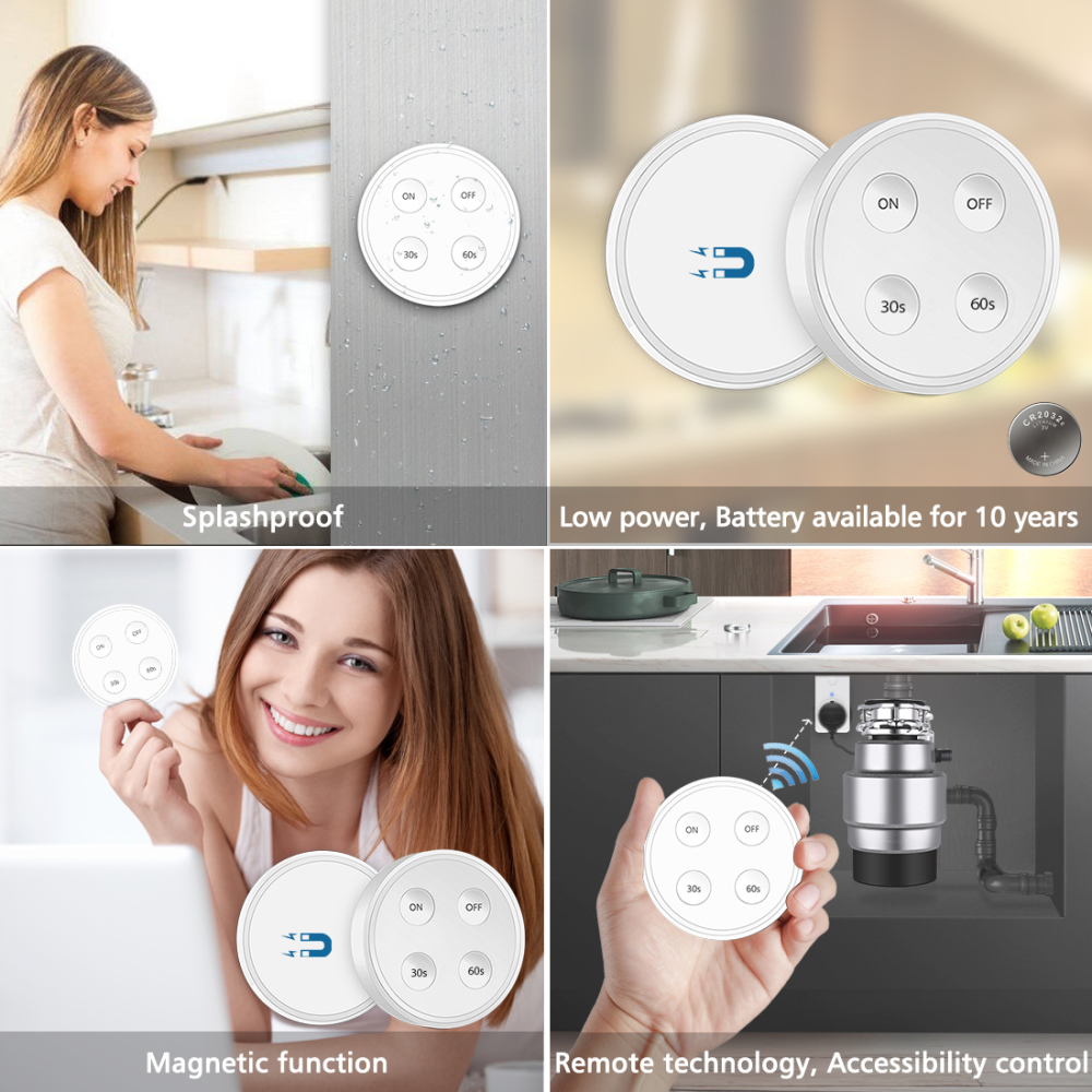 Garbage Disposal Waste Grinder Wireless Switch Timer EU KR Plug 16A air switch replace remote control Insinkerator Waste King