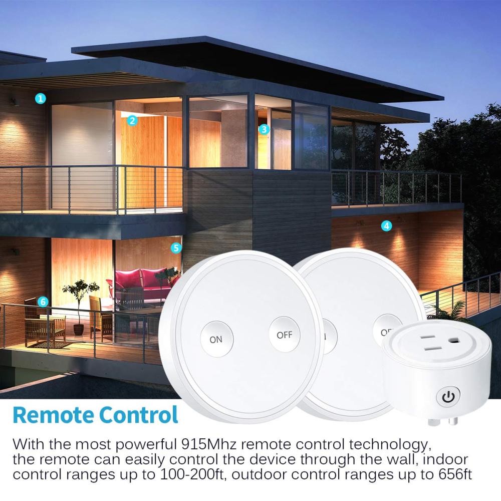 Mini Remote Control Outlet Plug Adapter with Remote, 656ft Range Wireless Light Switch for Household Appliances, No Hub Required, 10A/1100W, White