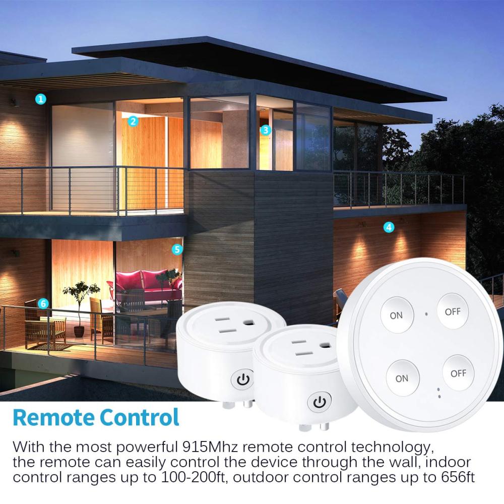 Mini Remote Control Outlet Plug Adapter with Remote, 656ft Range Wireless Light Switch for Household Appliances, No Hub Required, 10A/1100W, White