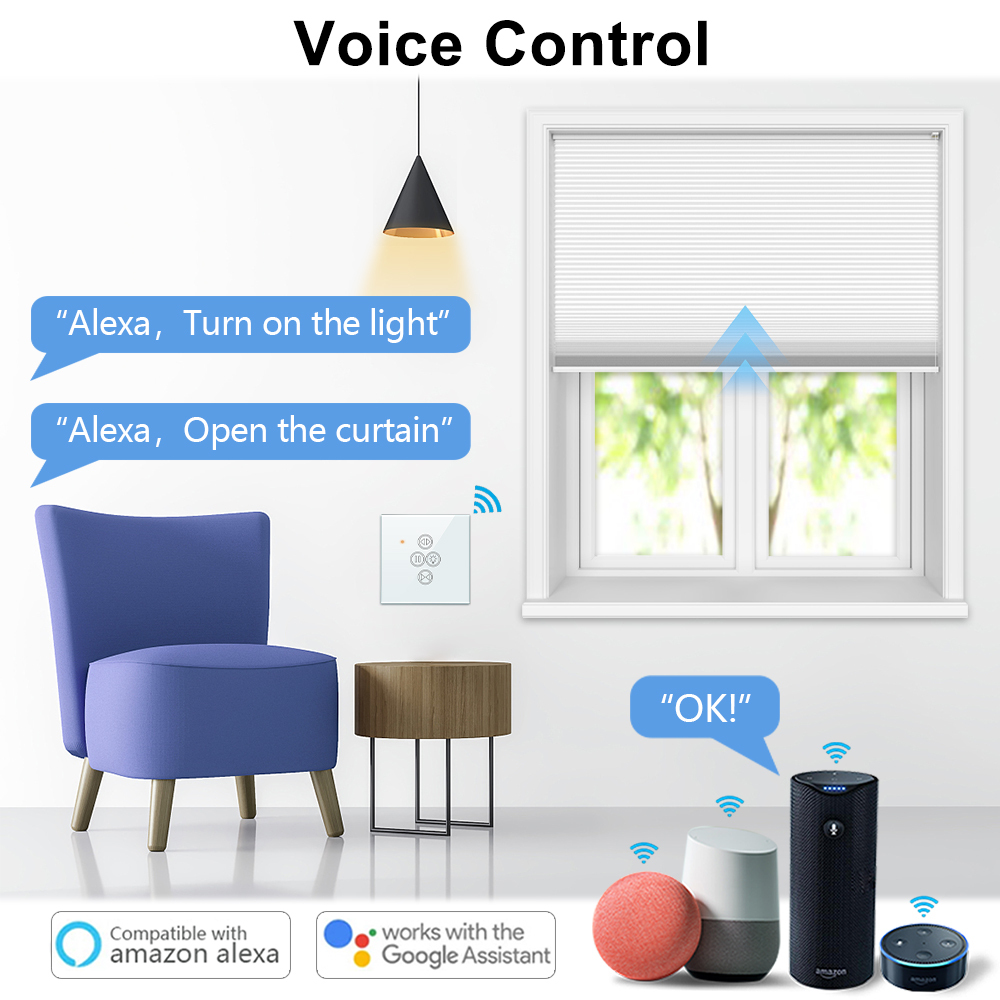 LoraTap Tuya Smart Life WiFi Roller Shutter Curtain Light Switch for Electric Motorized Blinds Work for Alexa Google Home Voice