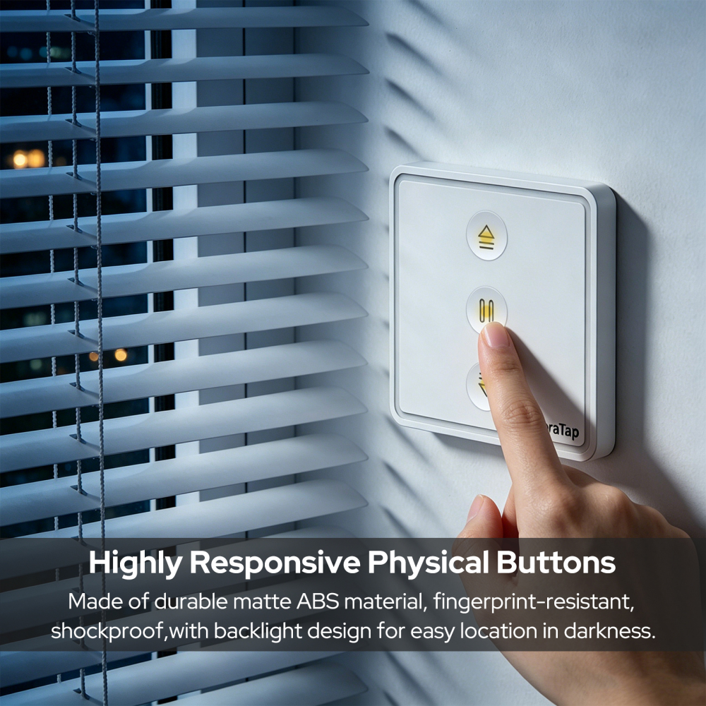 Loratap WiFi Roller Shutter Switch: Backlit Buttons, Precise 0%-100% Adjustment, Voice Control Alexa Google, Replaces Old Wall Switch, 4 Pack