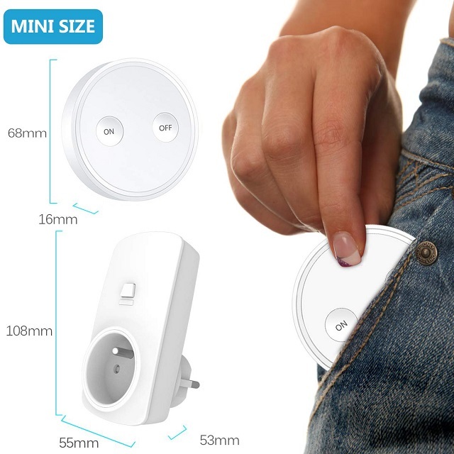 LoraTap Remote Controlled Socket, 3680 Watts, 200M Range, 868Mhz Audio, 10 Years Battery Life, Smart Wireless Electrical Socket, Batteries Included