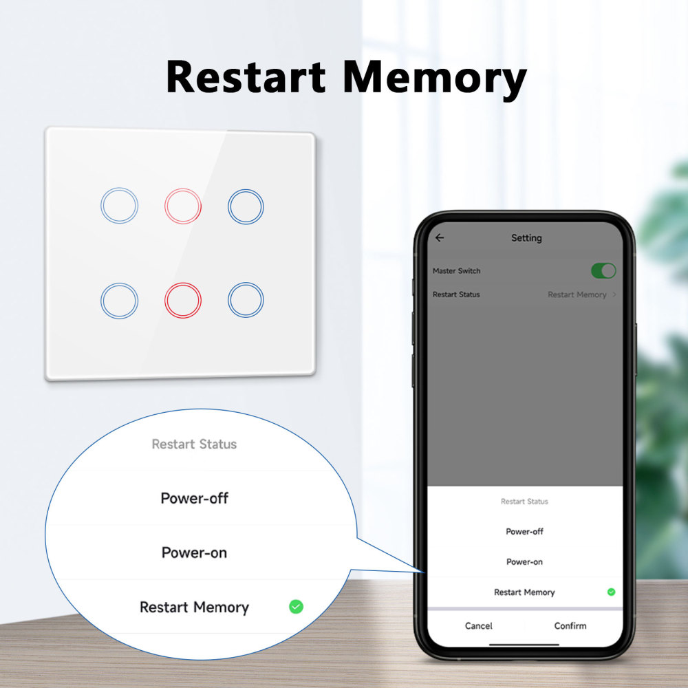 LoraTap Smart Life 6 Gang Brazil Touch Panel Light Switch Tuya App Remote Google Home Alexa Voice Control Automation residential