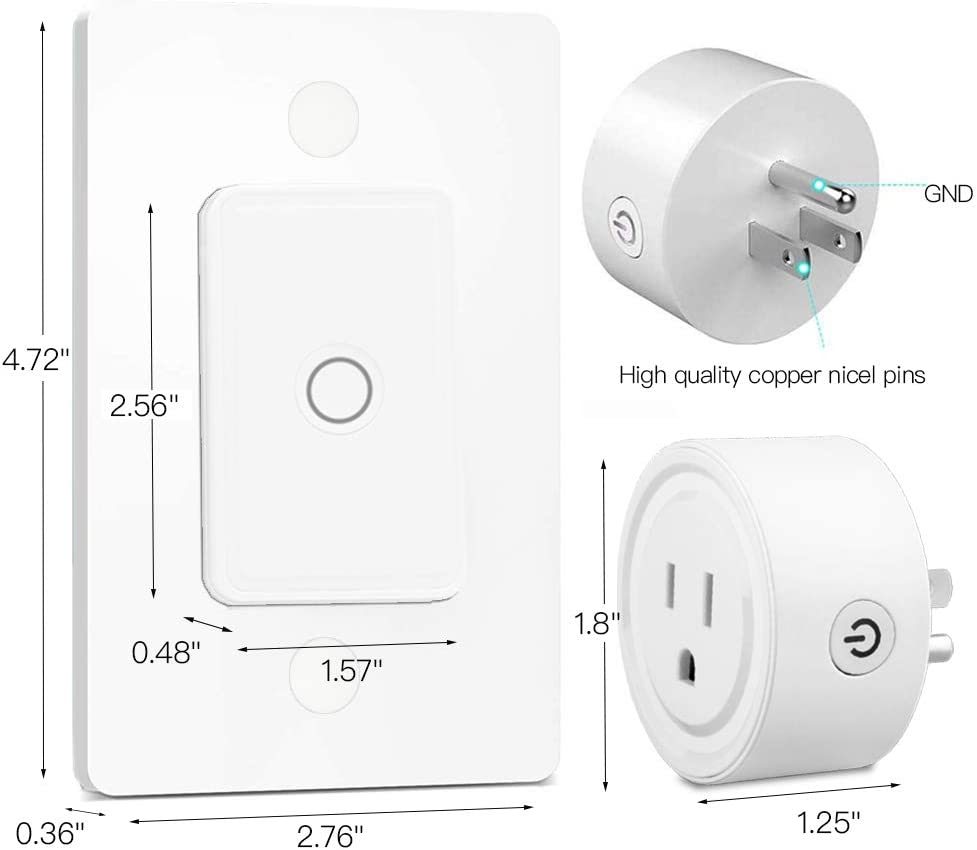 LoraTap Mini Remote Control Outlet Plug Adapter with Remote Wall Switch, 656ft Range Wireless Remote Control for Indoor Lamps and Household Appliances
