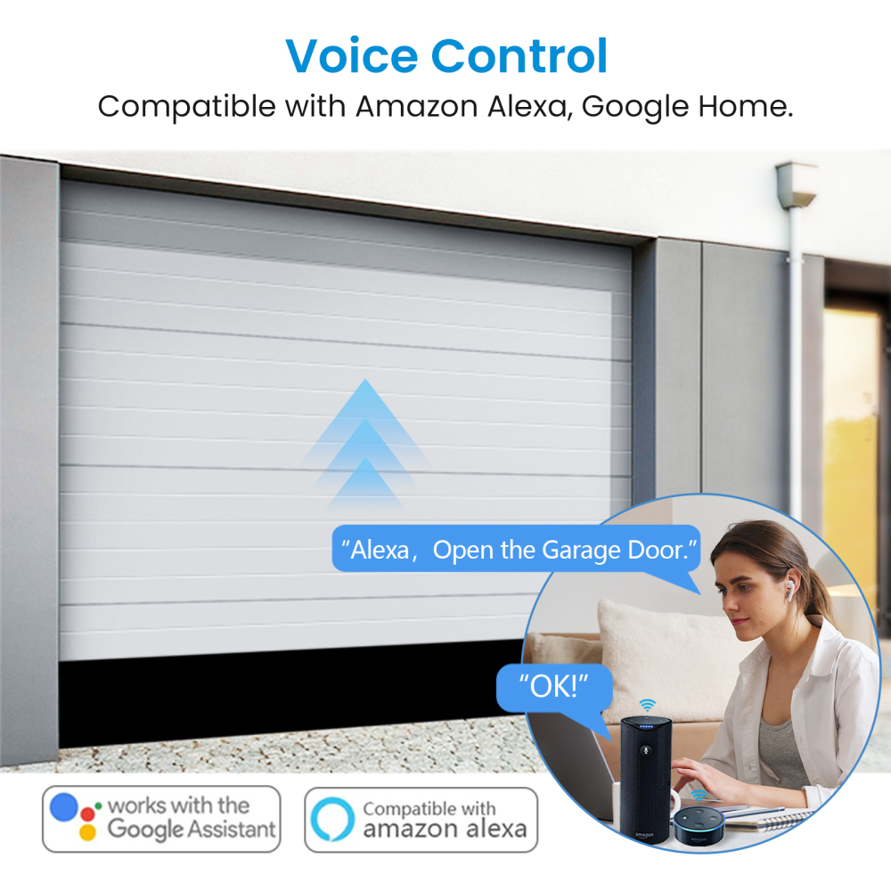 Tuya ZigBee 3.0 Garage Door Wireless Sensor Opener Controller Switch Control by Smart Life Works with Google Home Echo Alexa