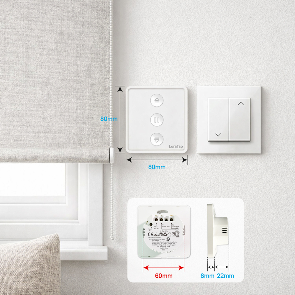 Loratap WiFi Roller Shutter Switch: Backlit Buttons, Precise 0%-100% Adjustment, Voice Control Alexa Google, Replaces Old Wall Switch, 4 Pack