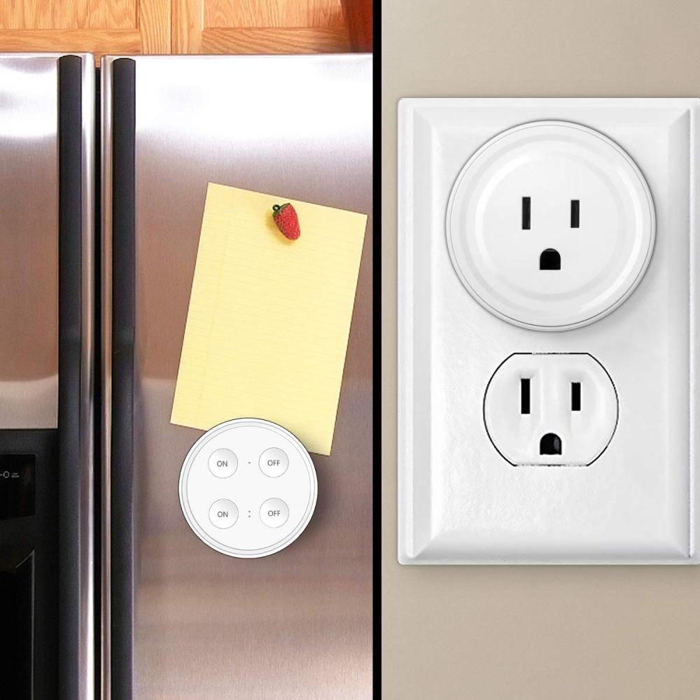 Mini Remote Control Outlet Plug Adapter with Remote, 656ft Range Wireless Light Switch for Household Appliances, No Hub Required, 10A/1100W, White