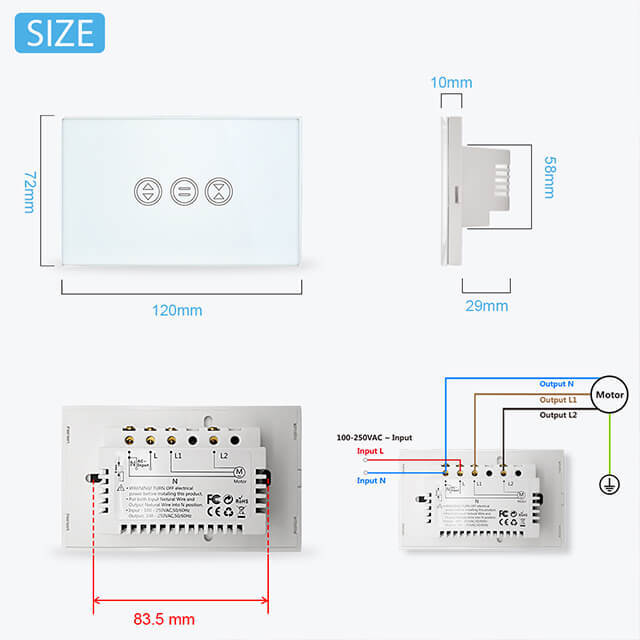 Tuya Smart Life WiFi Curtain Switch for Electric motorized Curtain Blind Roller Shutter Google Home Alexa Echo Voice Control, US Standard