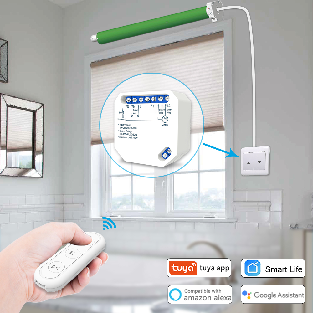 Tuya Smart Life WiFi Curtain Blind Switch Module with Remote for Roller Shutter Electric Motor Google Home Aelxa Echo Smart Home