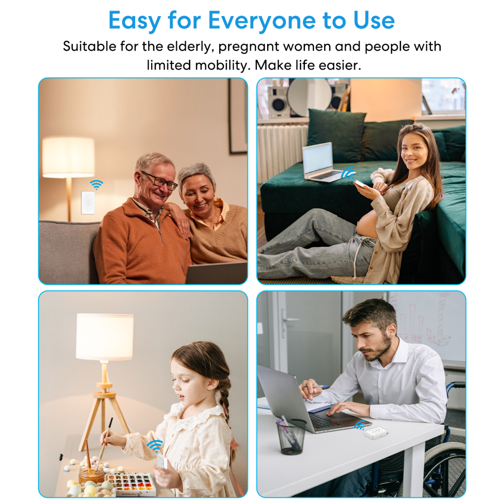 Remote Control Outlet: Wireless Light Switch with Wall Plate, Long Range, Plug in On Off Switch for Lights & Small Appliances, 1 Remote for 3 Outlets