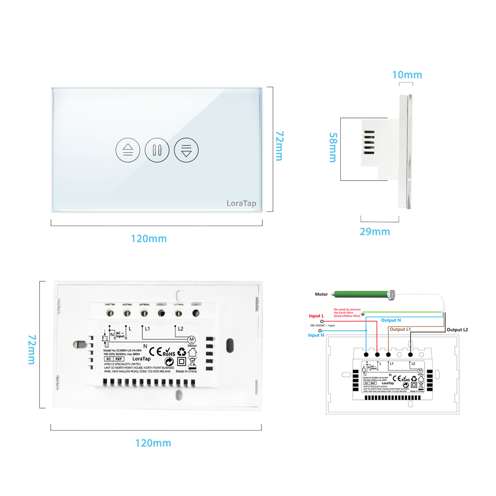 Tuya Smart Life 7th Generation Roller Shutter Curtain Switch Backlight Percentage Remote Control by Google Assistant Alexa