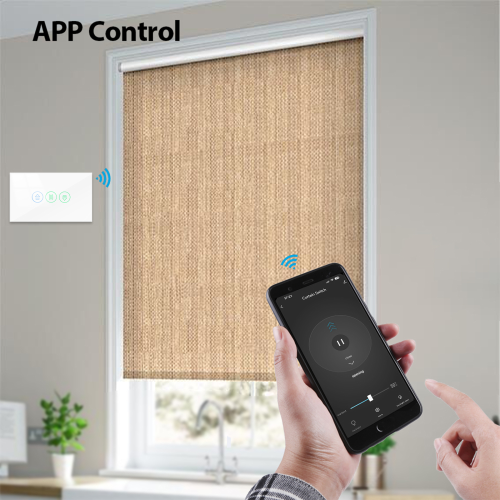 Tuya Smart Life 7th Generation Roller Shutter Curtain Switch Backlight Percentage Remote Control by Google Assistant Alexa