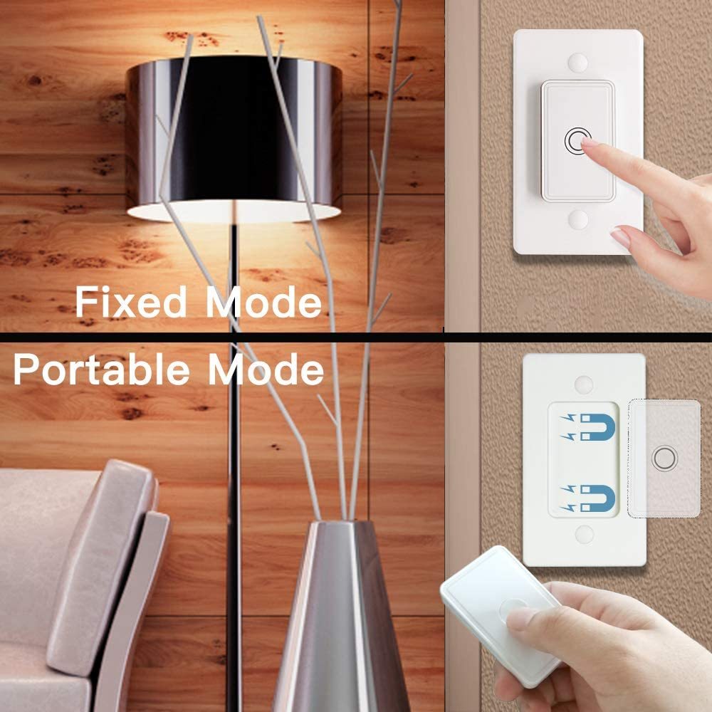 LoraTap Mini Remote Control Outlet Plug Adapter with Remote Wall Switch, 656ft Range Wireless Remote Control for Indoor Lamps and Household Appliances