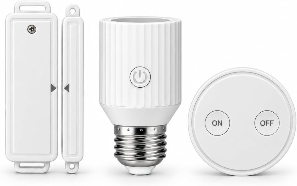 LoraTap E27 RF Lamp Holder with Door Sensor and Remote Control