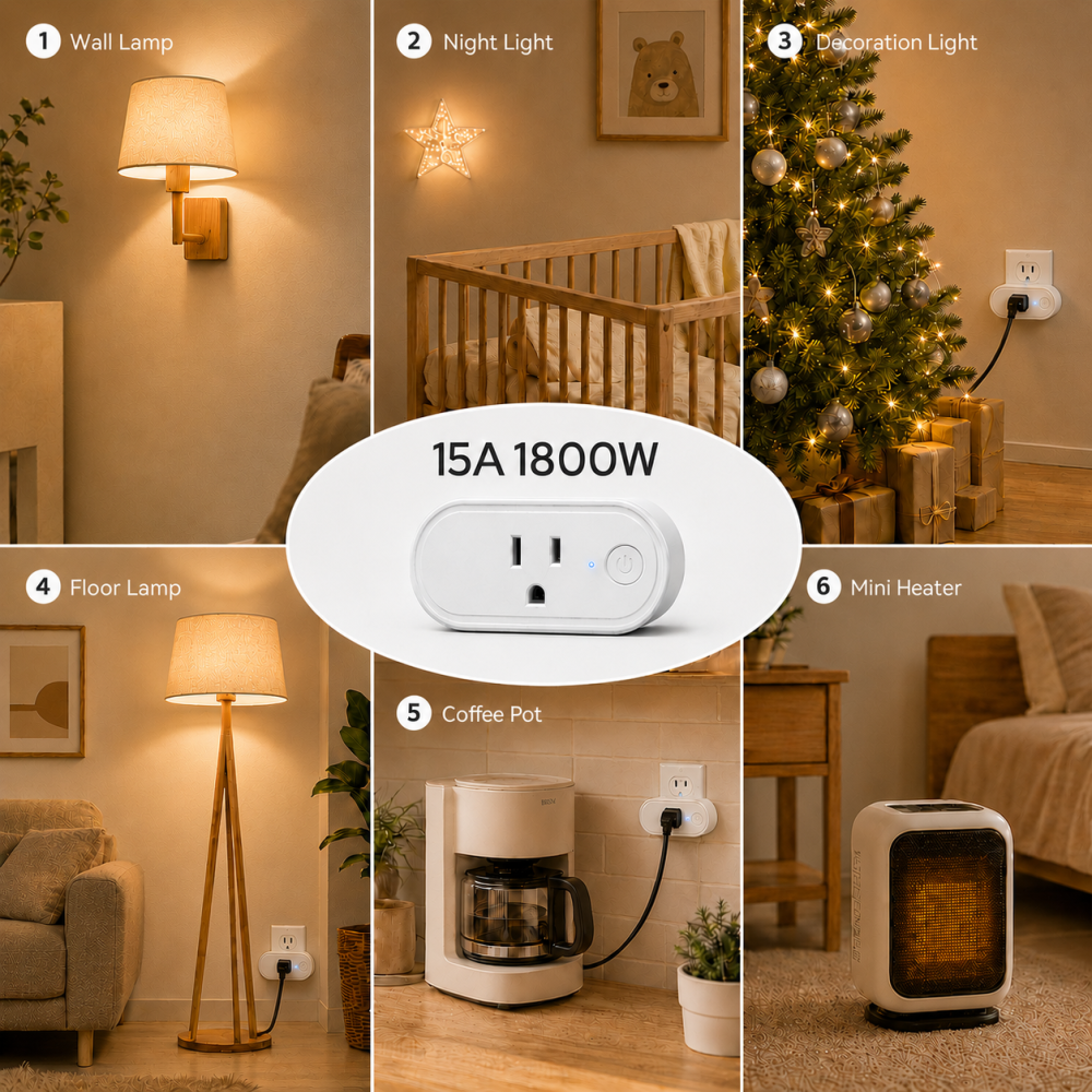 LoraTap Wireless Outlet (2 Pack) - Ergonomic Round Remote (Comfort Grip!) + Magnetic Wall Base - Stick & Grab, No Wall Damage - 15A/1875W 100ft Range - Control for Hard-to-Reach Sockets