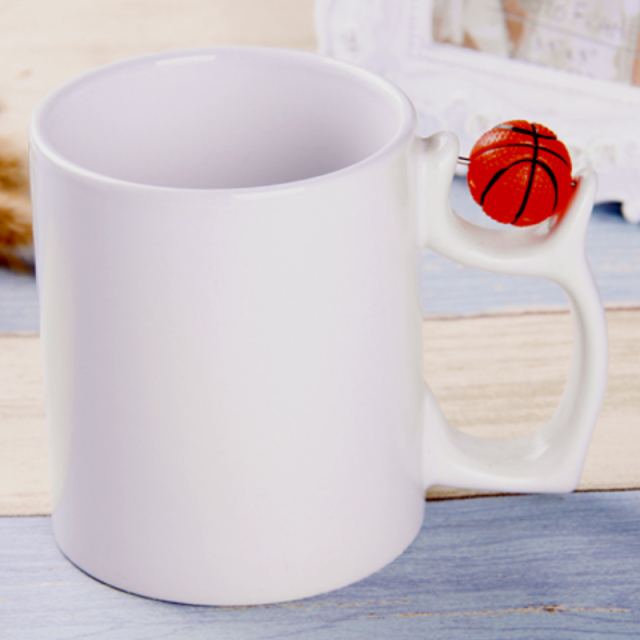 Heat transfer blue handle mug, photomaster, heat transfer blue handle mug