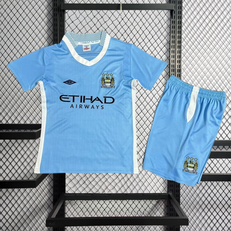 Retro KIDS 2011-12 KIDS Manchester City home retro Football jersey
