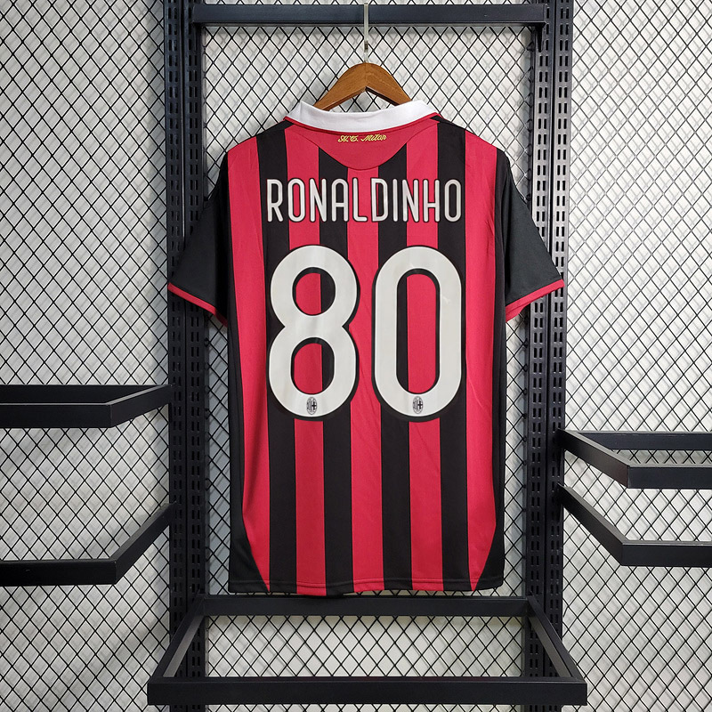 Retro 2009-10 AC Milan Home retro ZAMBROTTA KAKA MALDINI RONALDINHO BECKHAM ELSHAARAWY PIRLO Football jersey