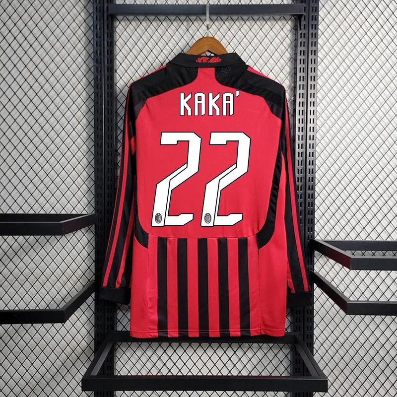 Retro 2007-08 AC Milan Home retro Long Sleeve RONALDO KAKA  SHEVCHENKO NESTA MALDINI  Football jersey