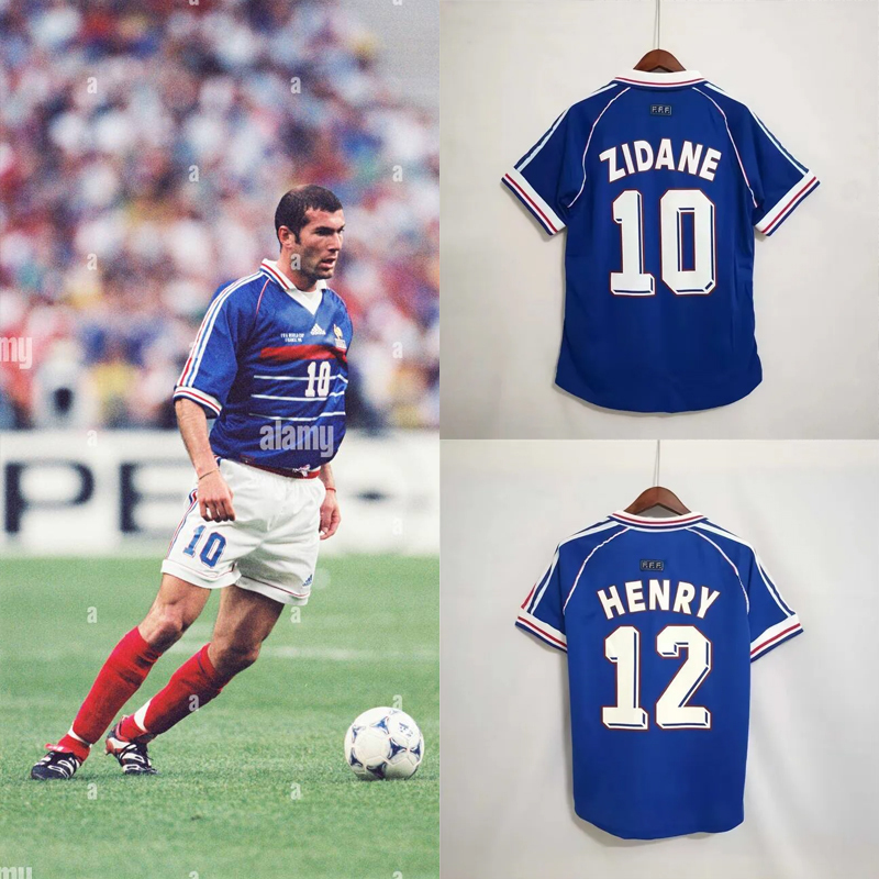 Retro 1998 France home Retro Zidane LIZARAZU Henry Football jersey