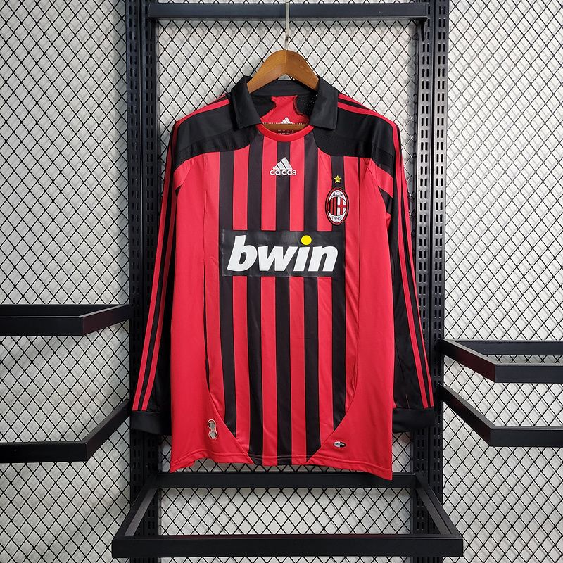 Retro 2007-08 AC Milan Home retro Long Sleeve RONALDO KAKA  SHEVCHENKO NESTA MALDINI  Football jersey