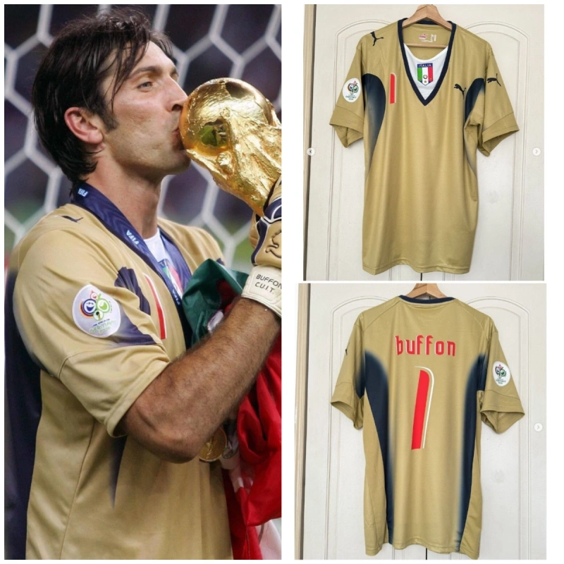 Retro 2006 Italy Golden Retro BUFFON Football jersey