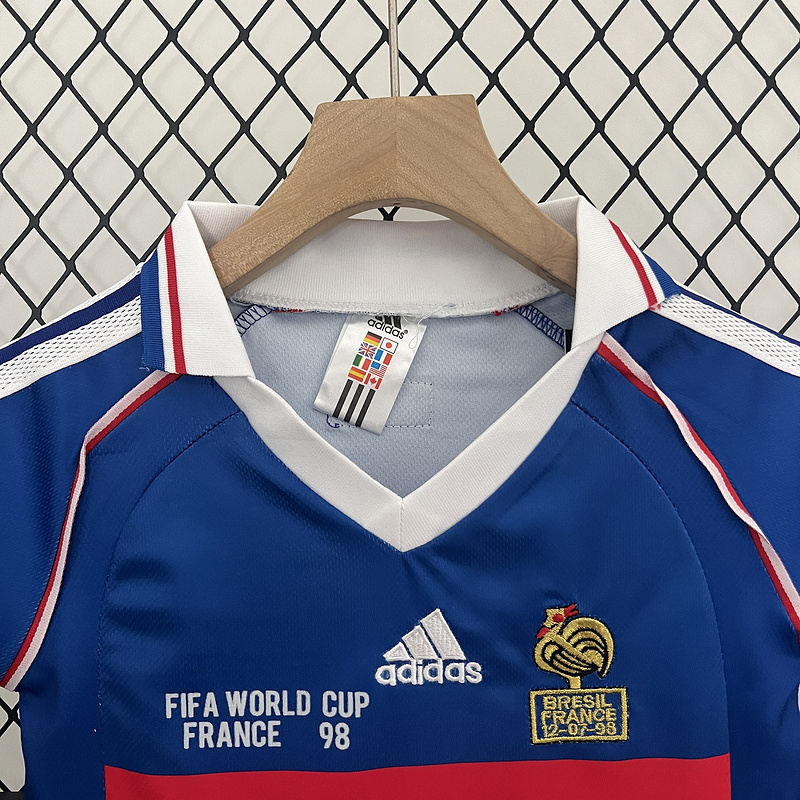 Retro Kids 1998 Kids France home Retro Zidane LIZARAZU Henry Football jersey