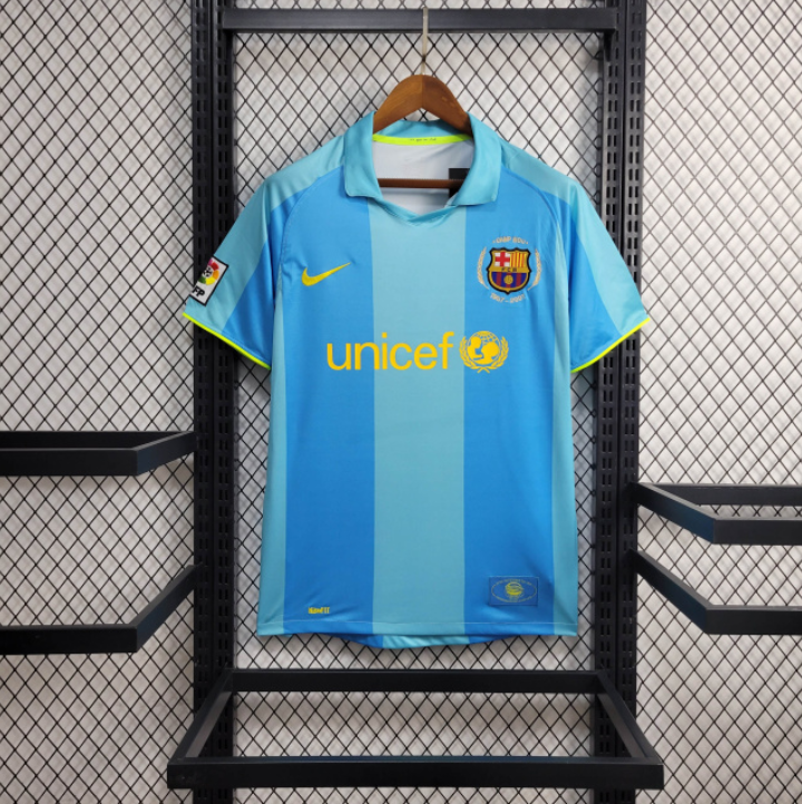 Retro 2007-08 Barcelona away Retro MESSI RONALDINHO ETO'O XAVI A.INISTA HENRY Football jersey