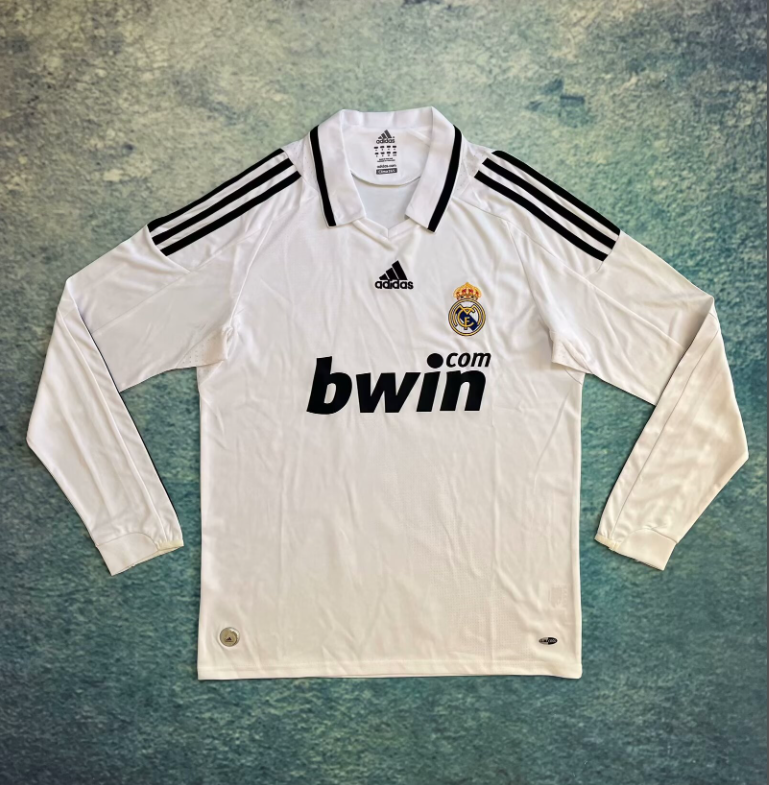 Retro madrid 2008-09 home long sleeve  Football jersey