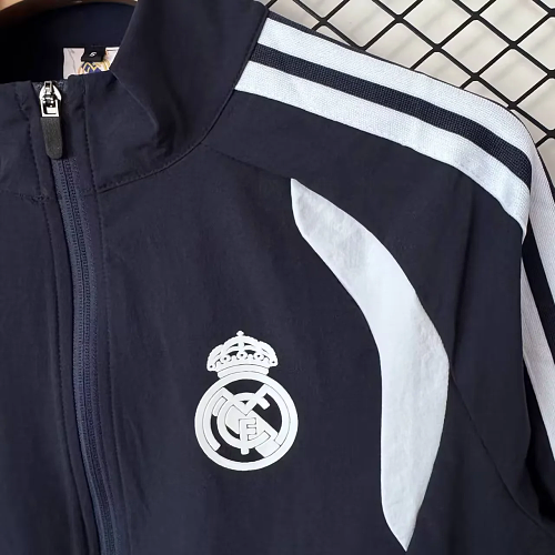 Real Madrid 2026-27 black with white grey windbreaker tracksuit S-XXLL