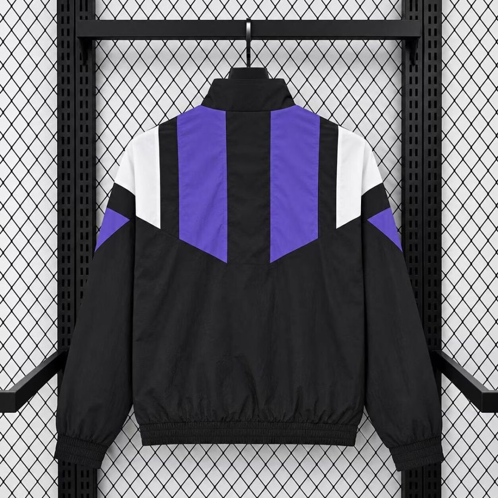 Real Madrid 26-27 black with purple white EQT windbreaker jacket S-3XL