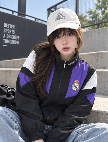 Real Madrid 26-27 black with purple white EQT windbreaker jacket S-3XL